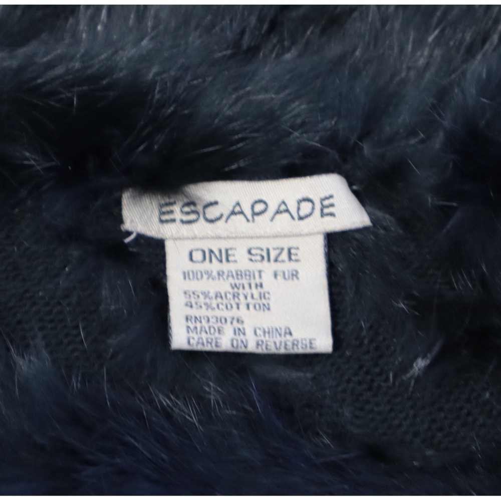 Escapade Black Real Rabbit Fur Knit Poncho Wrap One Size Luxury Outerwear - Picture 5 of 6